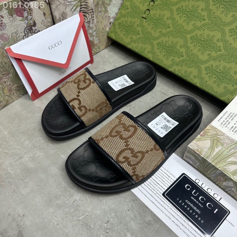 Dép lê nam Gucci quai màu nâu đế cao su chắc chắn mẫu mới 2023