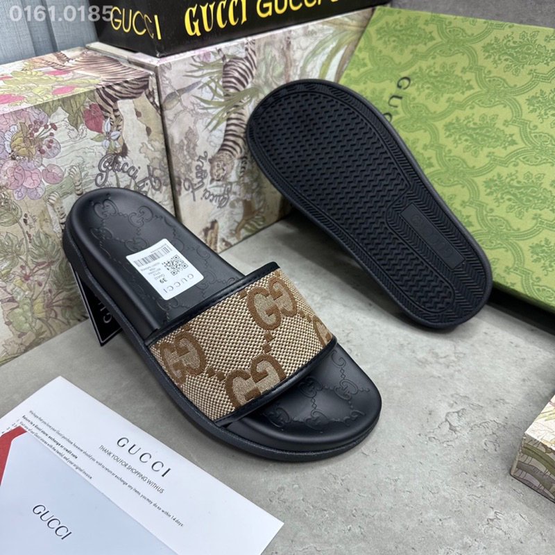 Dép lê nam Gucci quai màu nâu đế cao su chắc chắn mẫu mới 2023