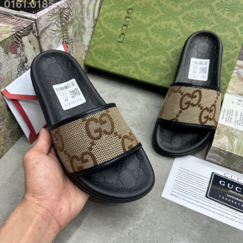 Dép lê nam Gucci quai màu nâu đế cao su chắc chắn mẫu mới 2023