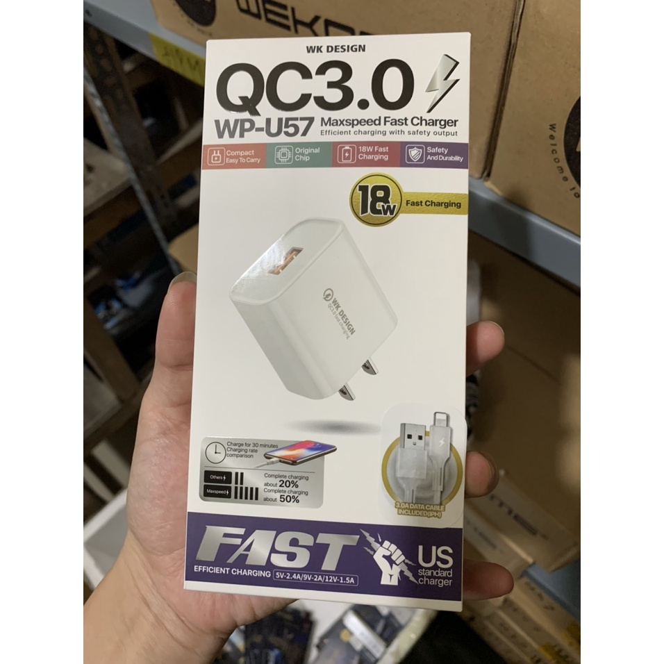 Bộ Sạc Nhanh 18W WEKOME WP U57 dành cho mọi loại điện thoại 6/7/8/x/11/12/13/14 pro/promax samsung,androi