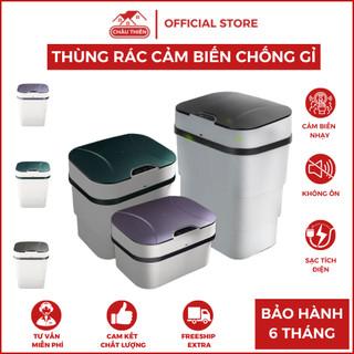 Thùng rác thông minh cảm biến, gấp gọn không thấm nước chống rỉ, cổng sạc USB tiện lợi