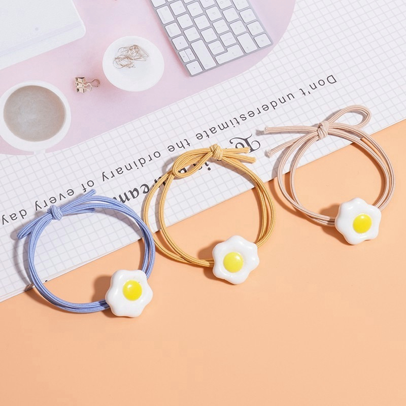 🍒🍒CHERRYKOKO Dây Cột Tóc Cao Su Hình Quả Trứng Ghép Hình Dễ Thương