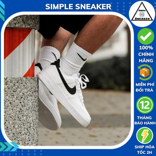 Giày Nike Air Force 1 Black Swoosh Chính Hãng 💙SIMPLE SNEAKER💙 Nike AF1 Màu Trắng Đen Giày Thể Thao Nam Nữ [CT2302-100]