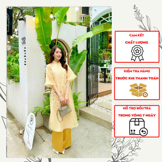 Áo dài cách tân đinh hương thiết kế 4 tà đính kết thủ công thời trang, thiết kế xinh xắn của phương oanh