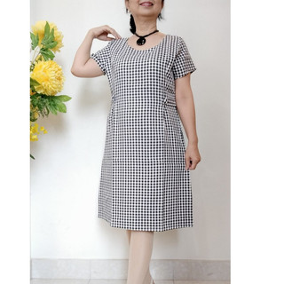 Size L, XL (48- 63Kg) - Váy Đầm Trung Niên Form Suông Che Bụng - Vải Xô Nhật - Có dây kéo, Có Túi