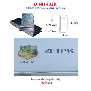 Đinh 432k, hộp 2040 cây kim ghim u4mm x 32mm công nghiệp bấm ván gỗ