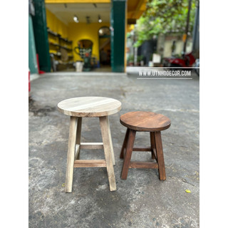 Ghế đôn gỗ mặt tròn 4 chân vuông chiều cao 40cm