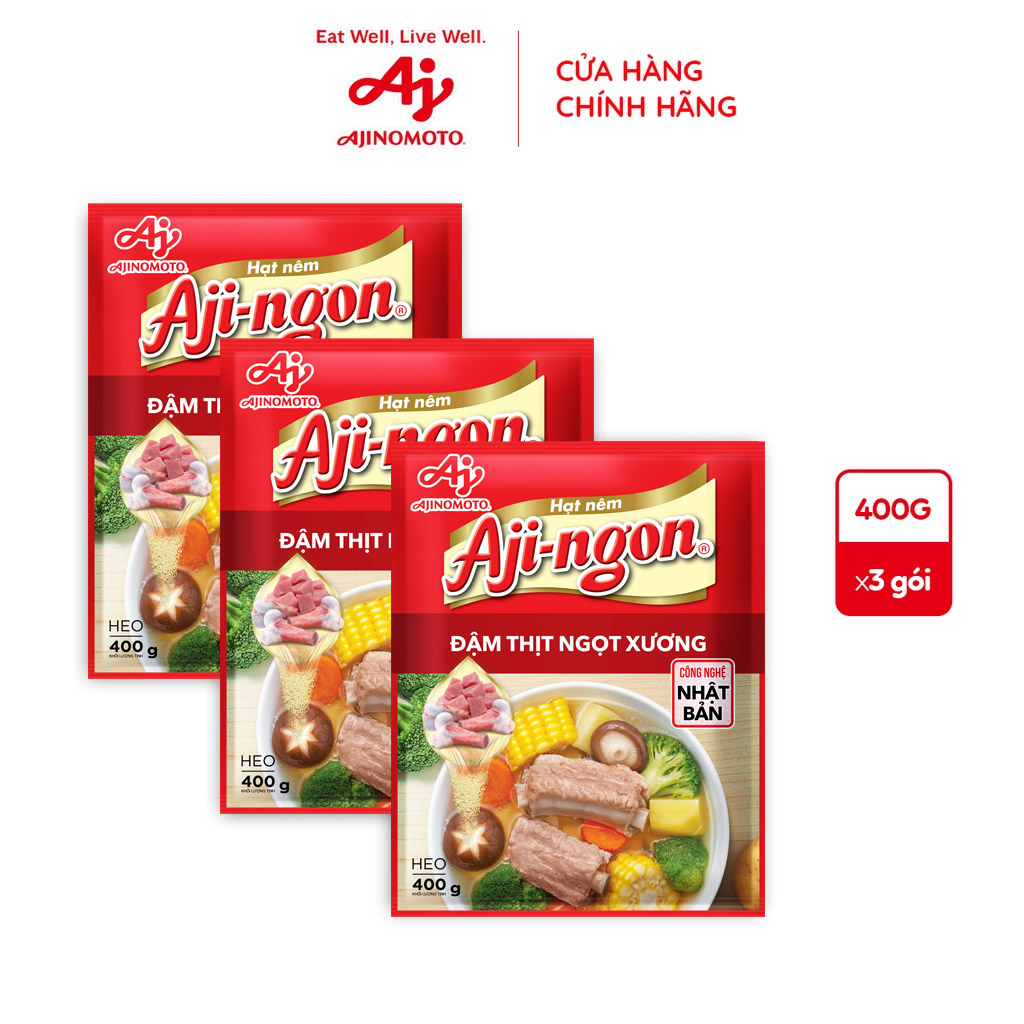 Combo 3 gói Hạt nêm Aji-ngon 400g/gói