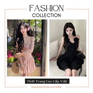 Đầm Ngắn Hai Dây Bèo T97 Tua Rua Kèm Hoa Chéo Eo Gợi Cảm Thời Trang Xuân Hè