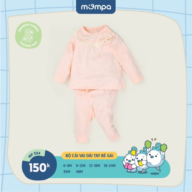 Bộ mompa dài tay Bamboo cho bé gái