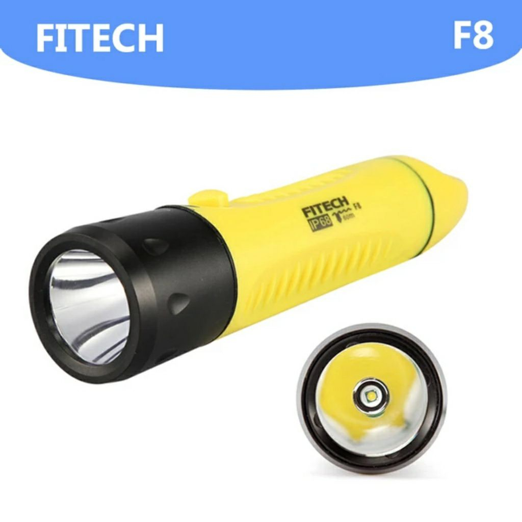 Đèn pin lặn biển F8 vàng đen pin 12h