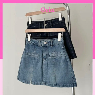 Chân váy jeans ngắn chữ A cạp lưng cao hottend
