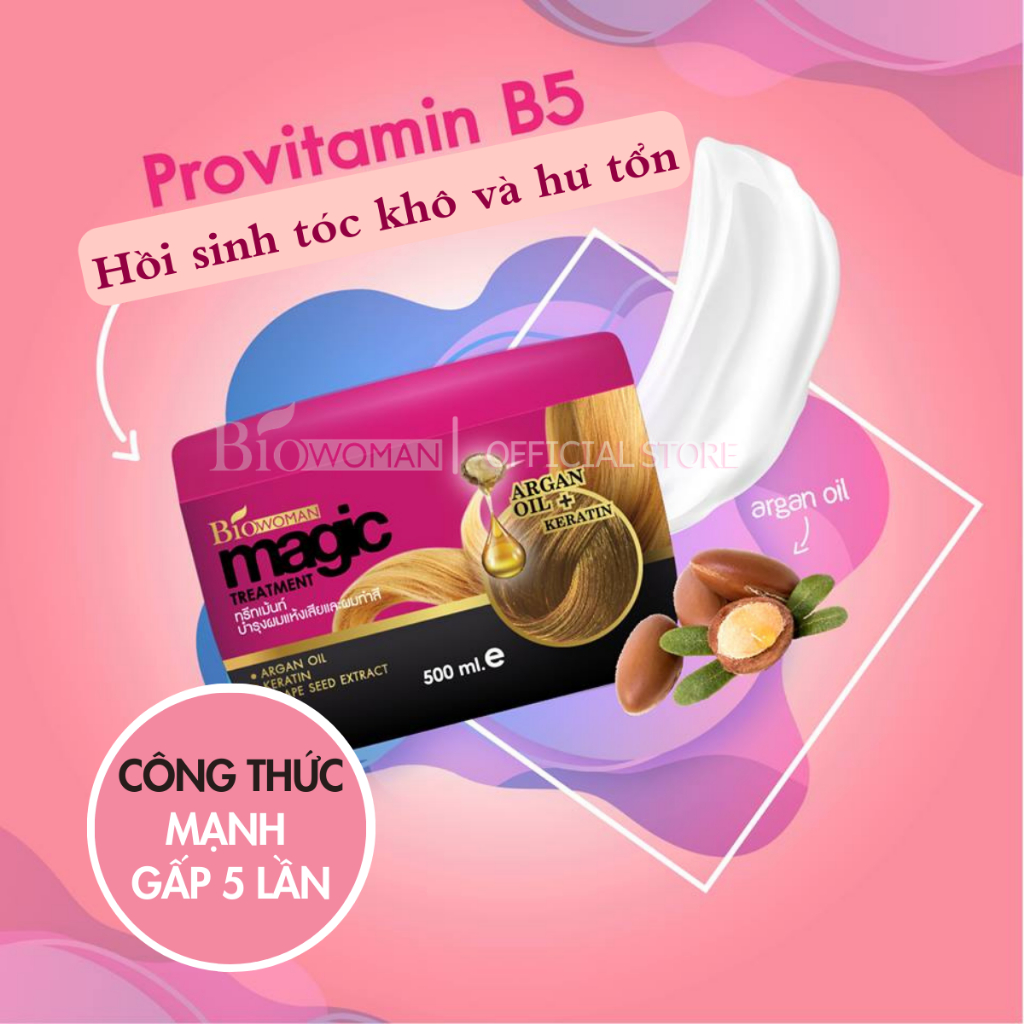 Kem ủ tóc Keratin Biowoman Magic Treatment dưỡng tóc phục hồi tóc hư tổn, làm mềm tóc và giảm gãy rụng 250ml