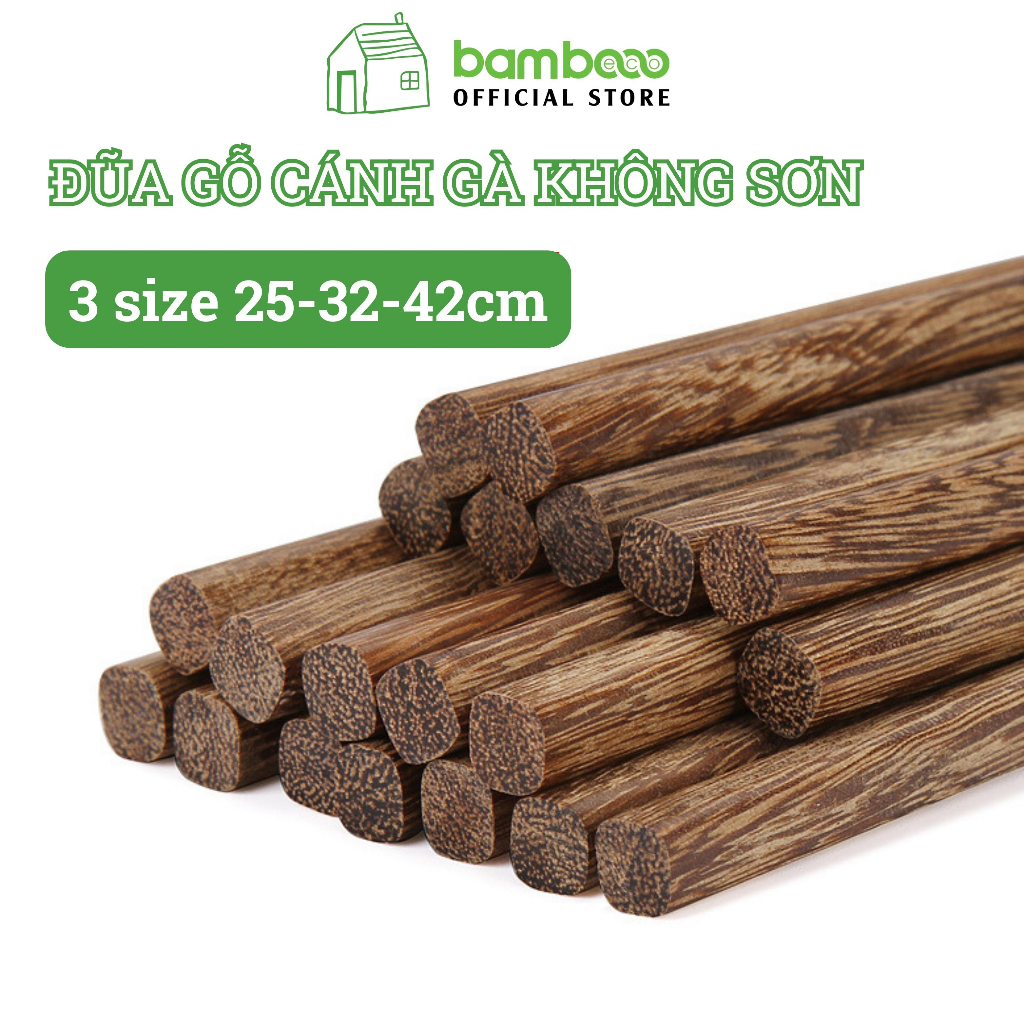 Đũa ăn dài gỗ đa năng kháng khuẩn BAMBOOO ECO chuyên xào nấu, ăn lẩu an toàn vệ sinh, sử dụng cho gia đình, nhà hàng