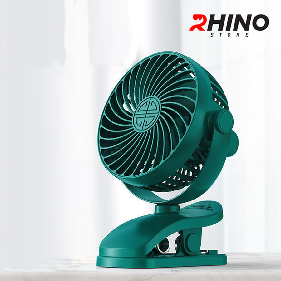 Quạt để bàn văn phòng mini Rhino F201 tích điện 3 mức độ gió