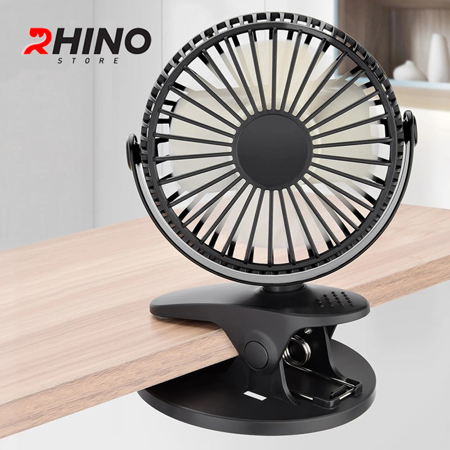 Quạt để bàn văn phòng mini Rhino F201 tích điện 3 mức độ gió