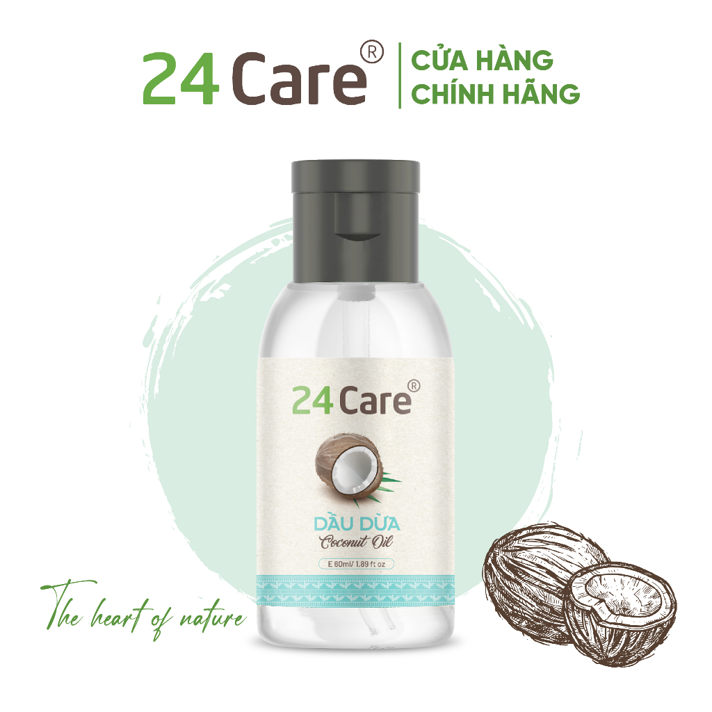 Dầu Olive 24Care Nguyên Chất - Dưỡng trắng da, giảm mụn, dưỡng ẩm da, tẩy lớp trang điểm sạch sâu - Dung tích 60ml