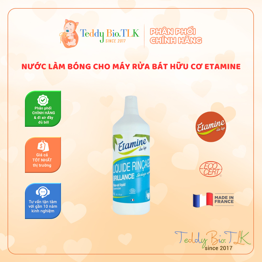 Nước làm bóng hữu cơ cho máy rửa bát ETAMINE (1 LÍT) - Pháp