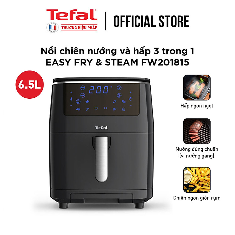 [Mã ELBSJBP04 giảm 12% đơn 500K] Nồi chiên không dầu Tefal 3 trong 1 Easy fry Steam & Grill FW201815