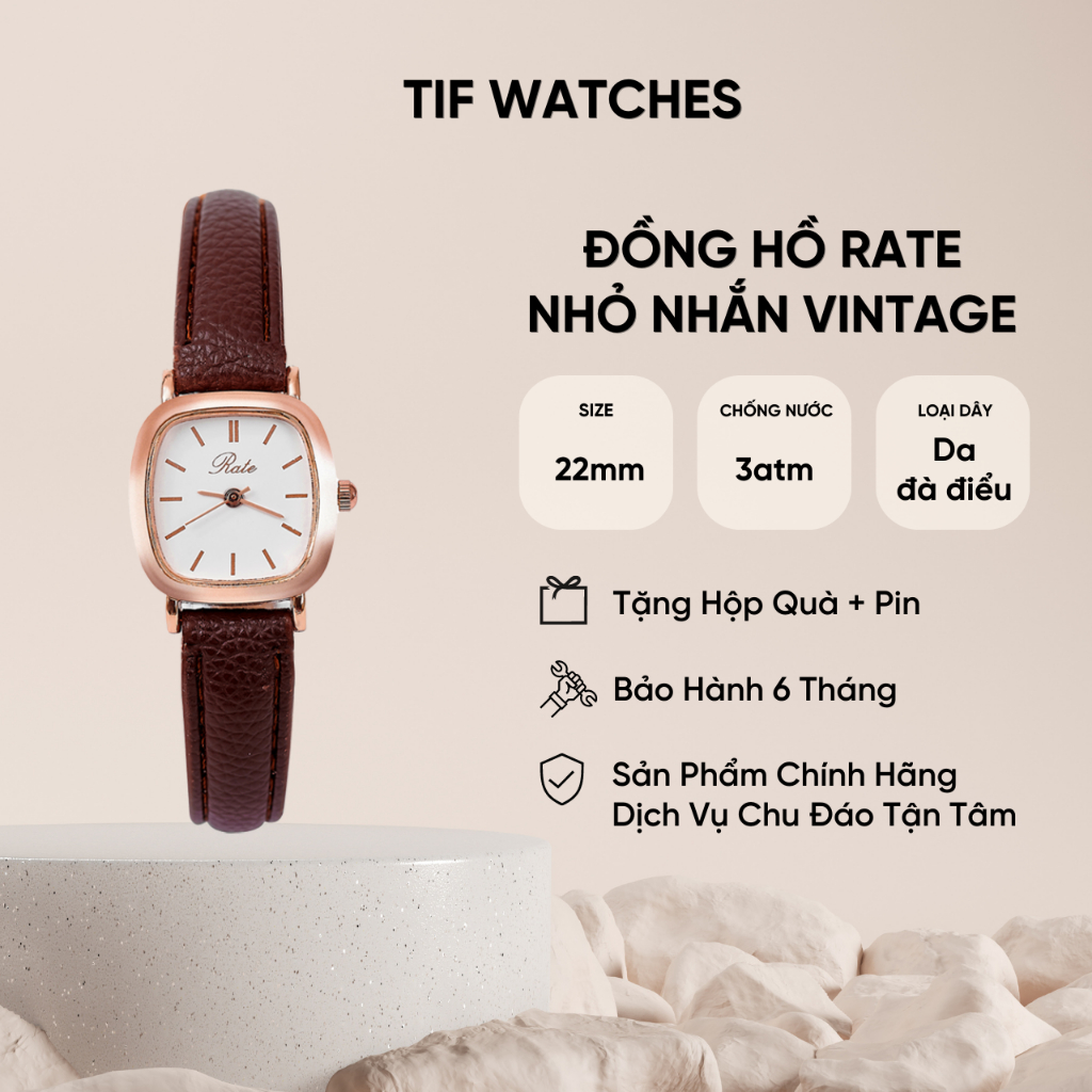 Đồng Hồ Nữ Mặt Nhỏ TIFRATE Chính Hãng Da Đà Điểu Mềm Êm Tay Phong Cách Hàn Quốc Thanh Lịch
