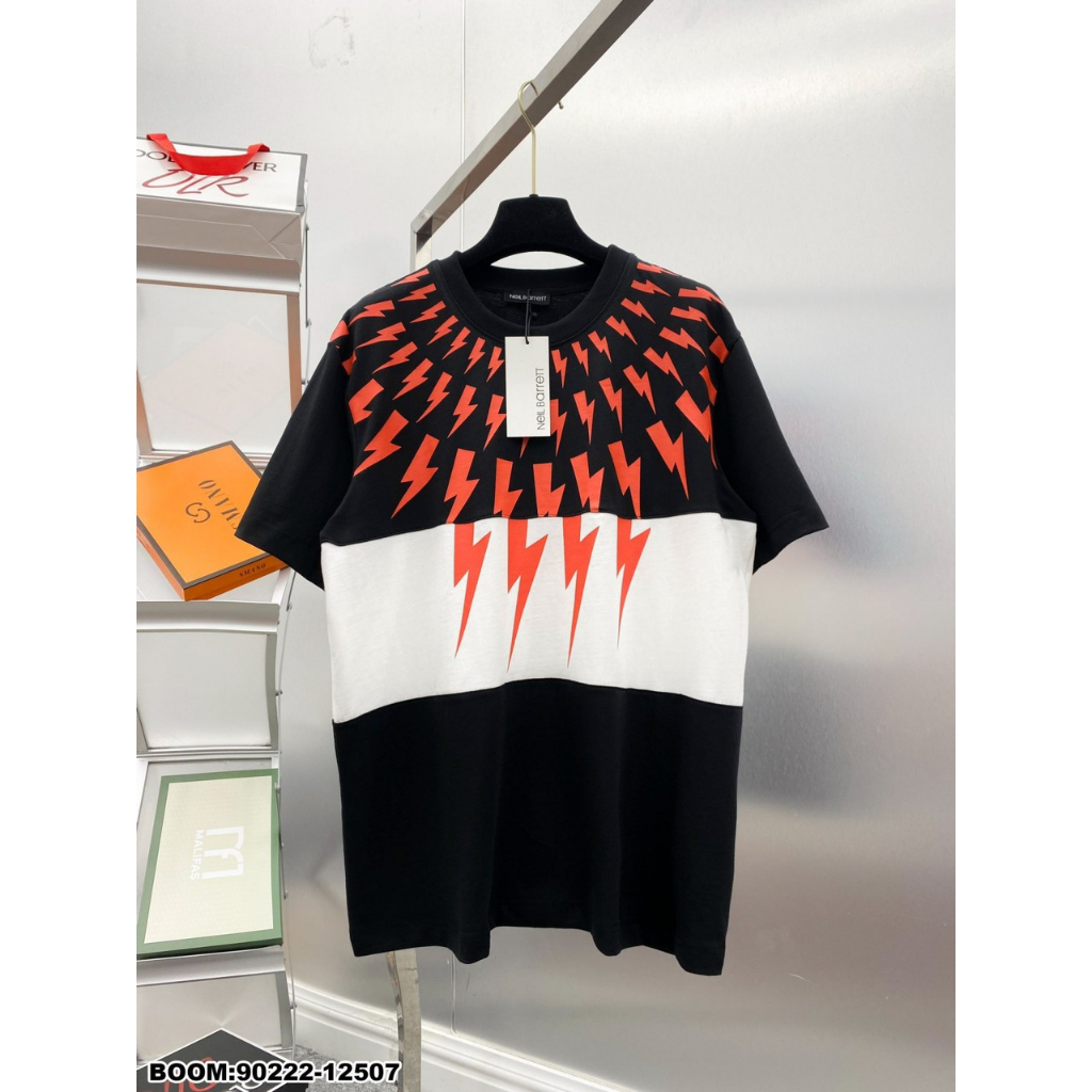 Áo Phông Nam Tia Sét Đỏ Phói Đen Trắng Chất Cotton Co Gian Bốn Chiều Hot Hit