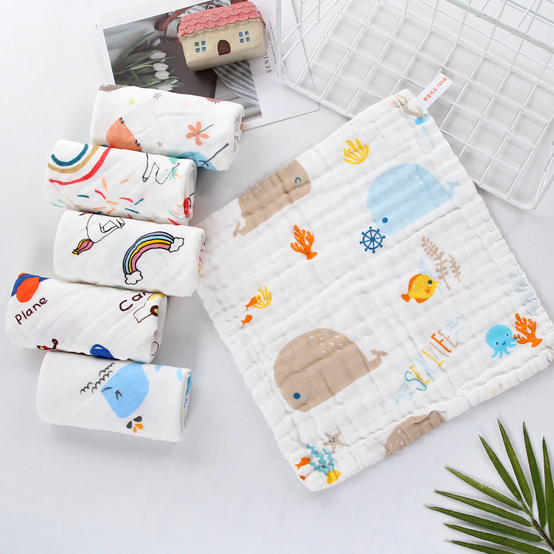Khăn xô 100% cotton cho bé khăn xô sợi tre sữa họa tiết dễ thương thấm hút siêu tốt siêu mềm mại cho da em bé