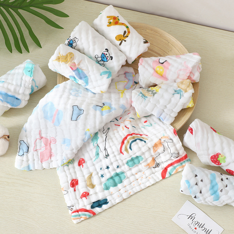Khăn xô 100% cotton cho bé khăn xô sợi tre sữa họa tiết dễ thương thấm hút siêu tốt siêu mềm mại cho da em bé
