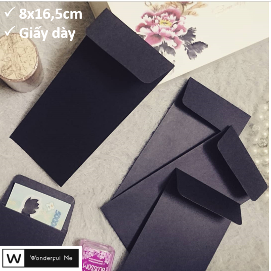 Set 10 Bao Lì Xì Đen Vẽ Art, vẽ màu nước, viết thư pháp
