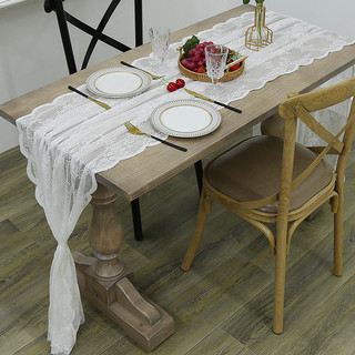 (NGHỆ THUẬT) Dải Ren Trắng Decor Trải Bàn Tiệc, Ren Voan Thêu Hoa Lá Trang Trí Đậm Chất Vintage