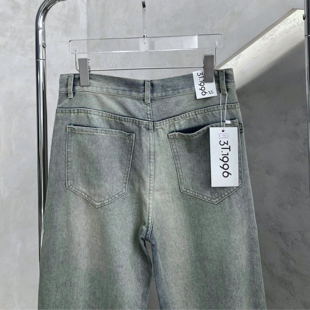 Quần khóa chân ống rộng quần khóa zip ống loe jean suông cạp cao XESINU