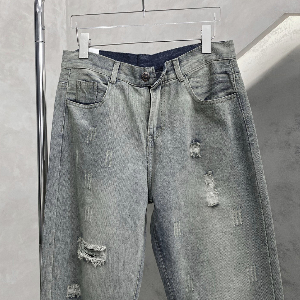 Quần khóa chân ống rộng quần khóa zip ống loe jean suông cạp cao XESINU