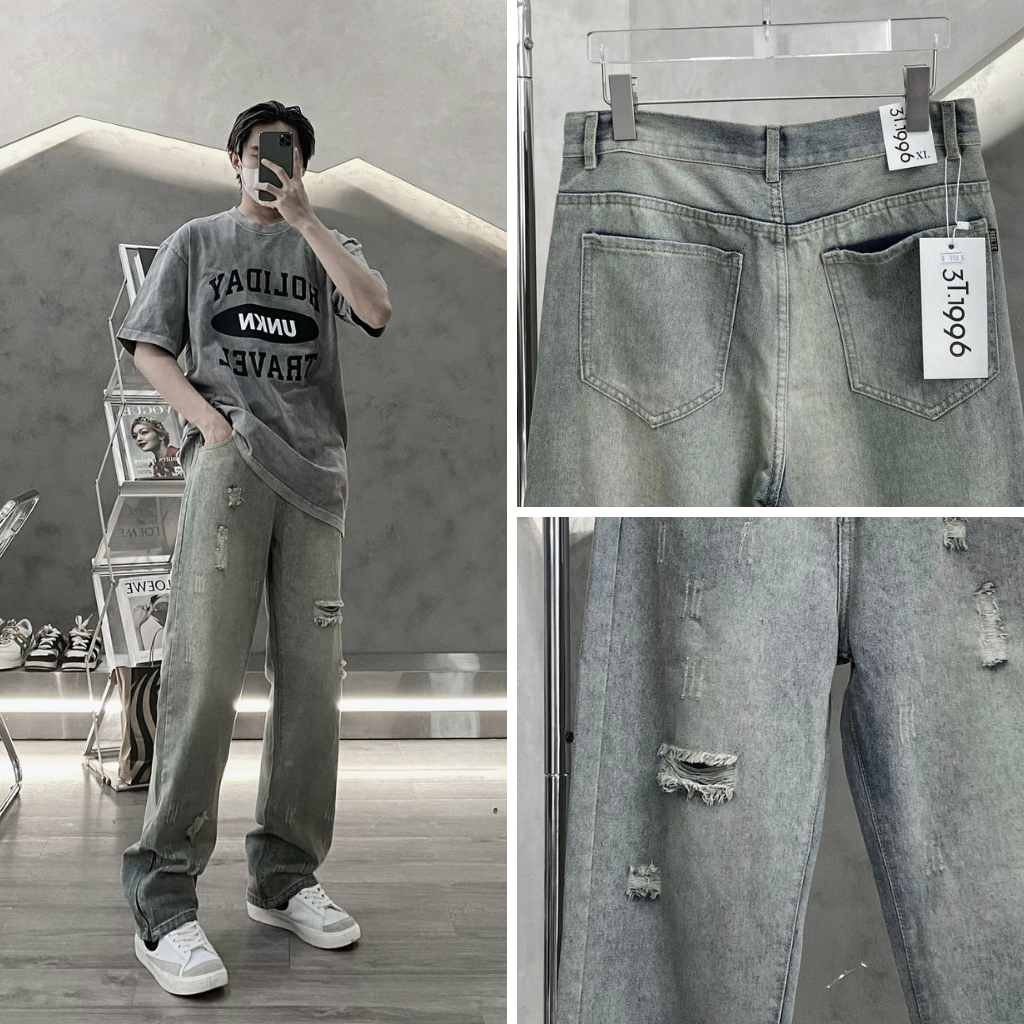 Quần khóa chân ống rộng quần khóa zip ống loe jean suông cạp cao XESINU