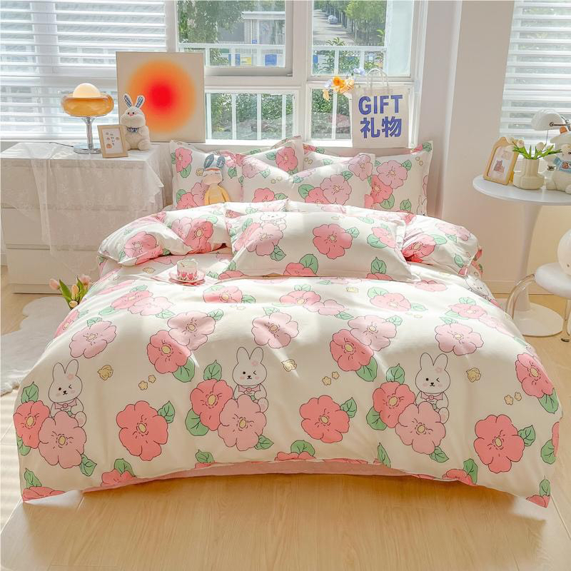 Bộ vỏ chăn ga gối cotton poly Lidaco decor phòng ngủ vintage các mẫu con vật hoạt hình