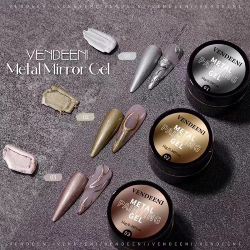 Gel Metan Vendeeni 3 Màu Dùng Để Vẽ Viền Trang Trí Móng 💅💅💅