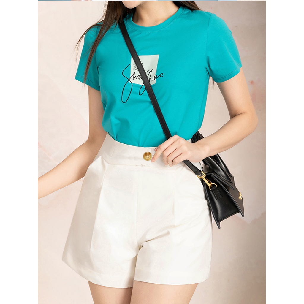 Quần đùi nữ cạp cao hàng xuất Hàn chất cotton, phong cách trẻ trung năng đồng, cạp bo chun phía sau