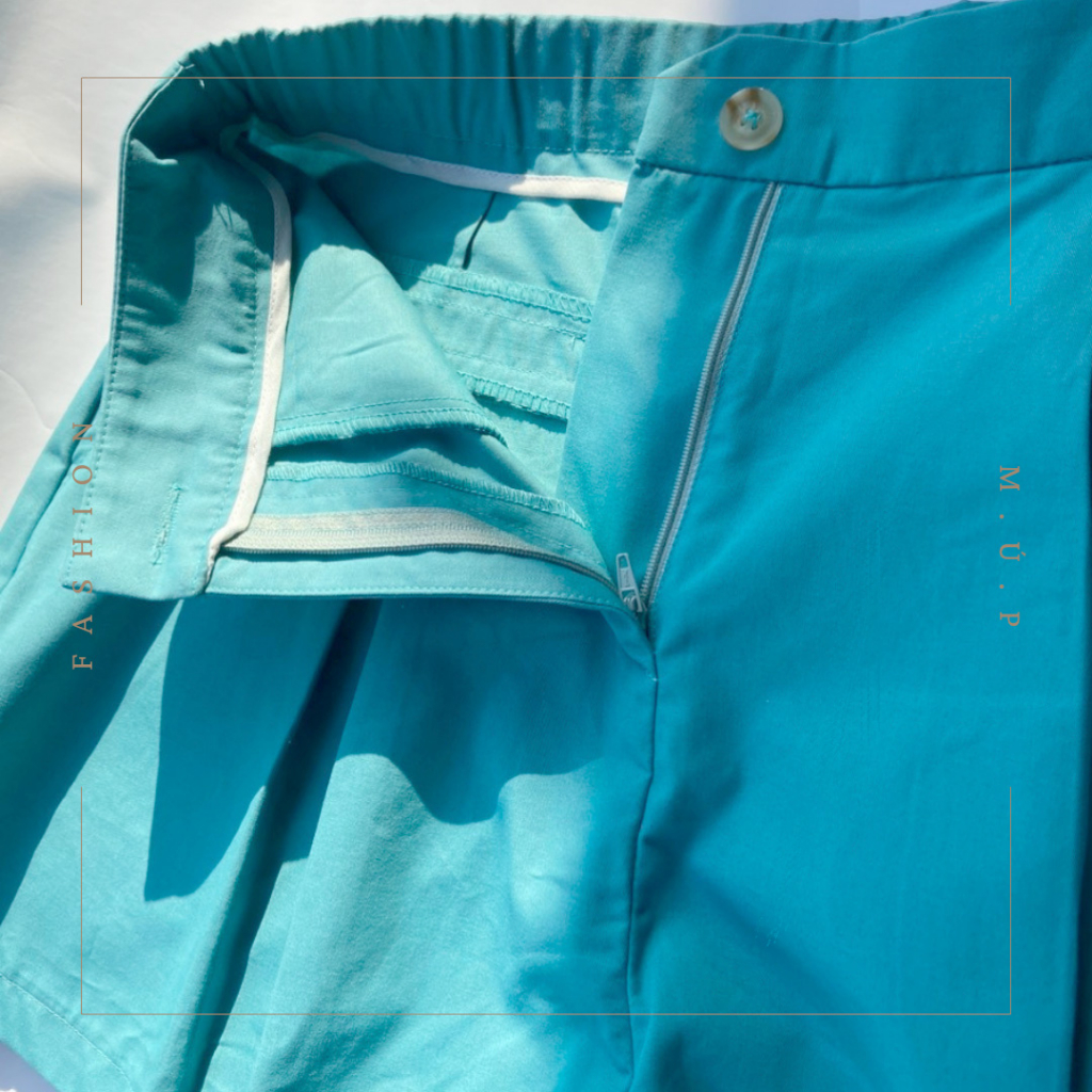 Quần đùi nữ cạp cao hàng xuất Hàn chất cotton, phong cách trẻ trung năng đồng, cạp bo chun phía sau