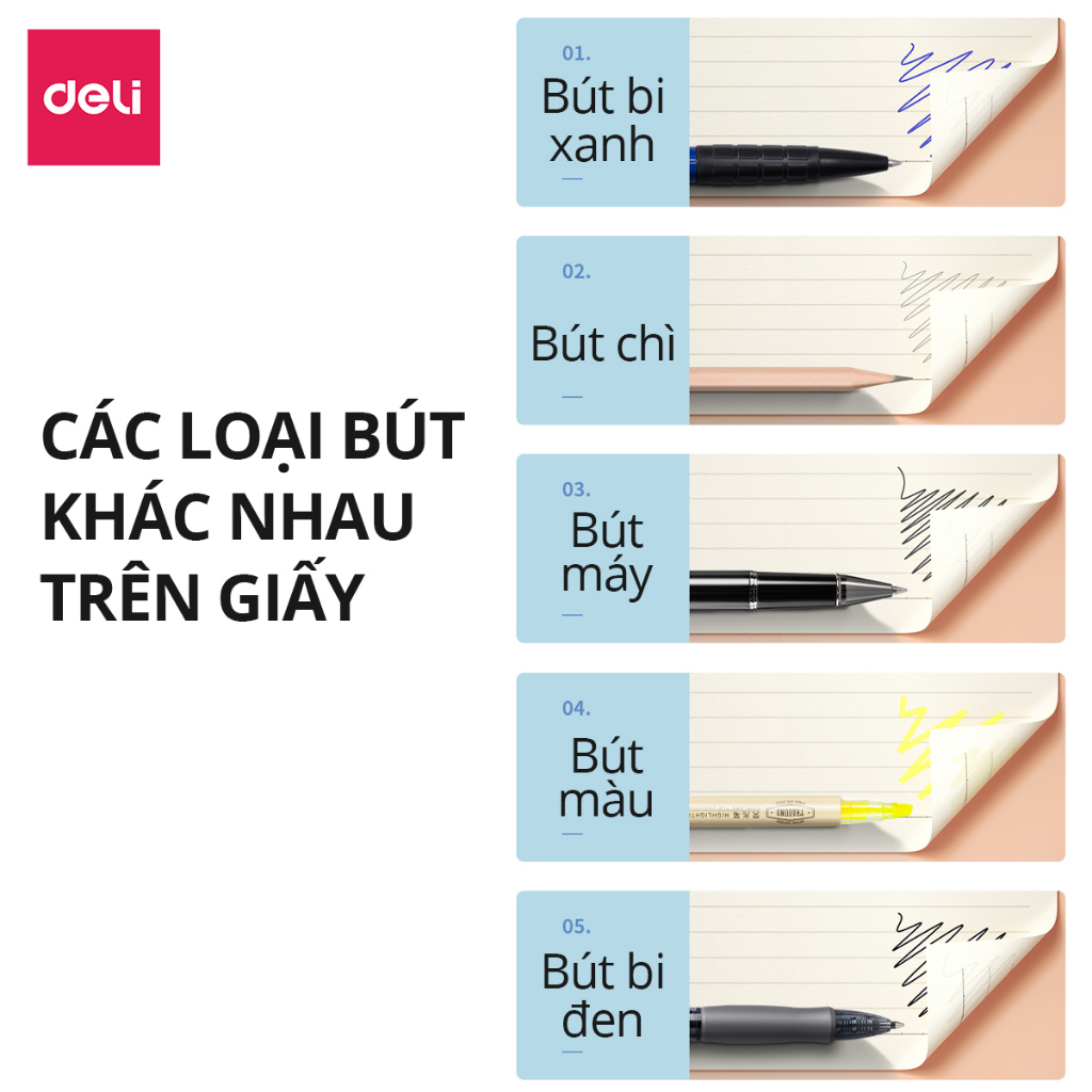 Sổ còng sắt Binder A5 B5 120 trang và lõi giấy Deli - Combo Sổ + Lõi 240 trang - Ô vuông kẻ ngang viết ghi chép sổ tay