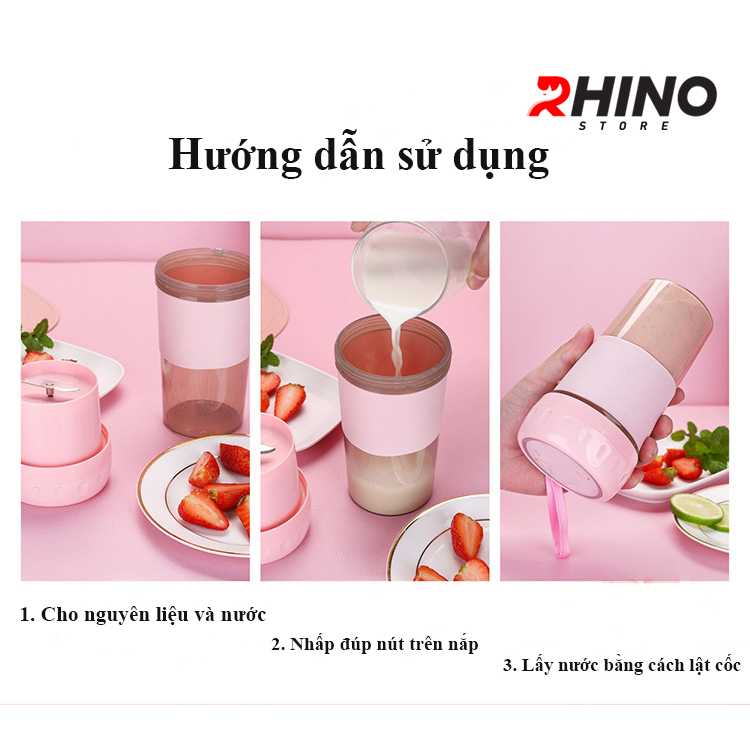 Máy xay sinh tố hoa quả cầm tay Rhino HB101 300ml