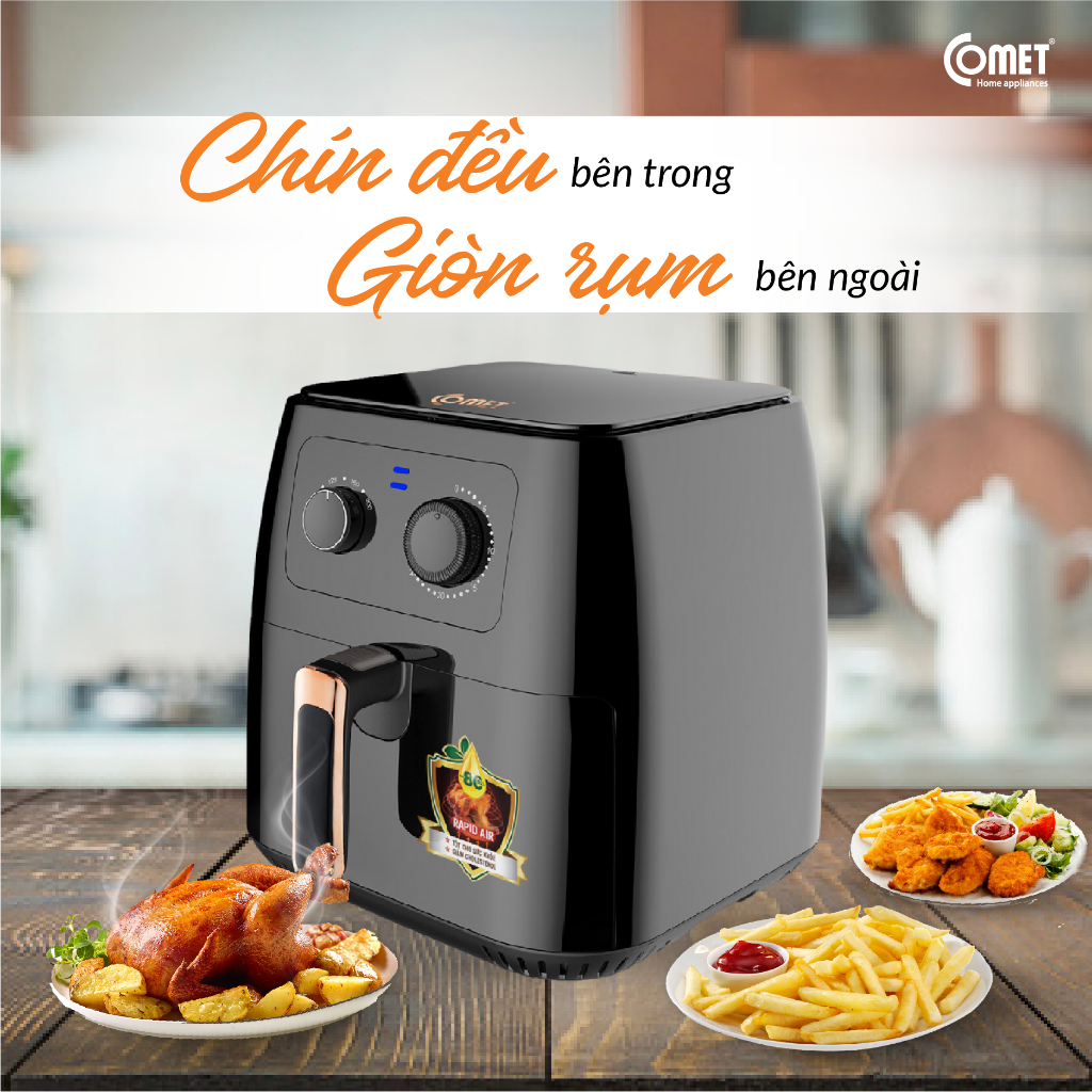 [Mã ELCM82 giảm 150k đơn 800K] Nồi chiên không dầu (Big size) 8L COMET - CM6856