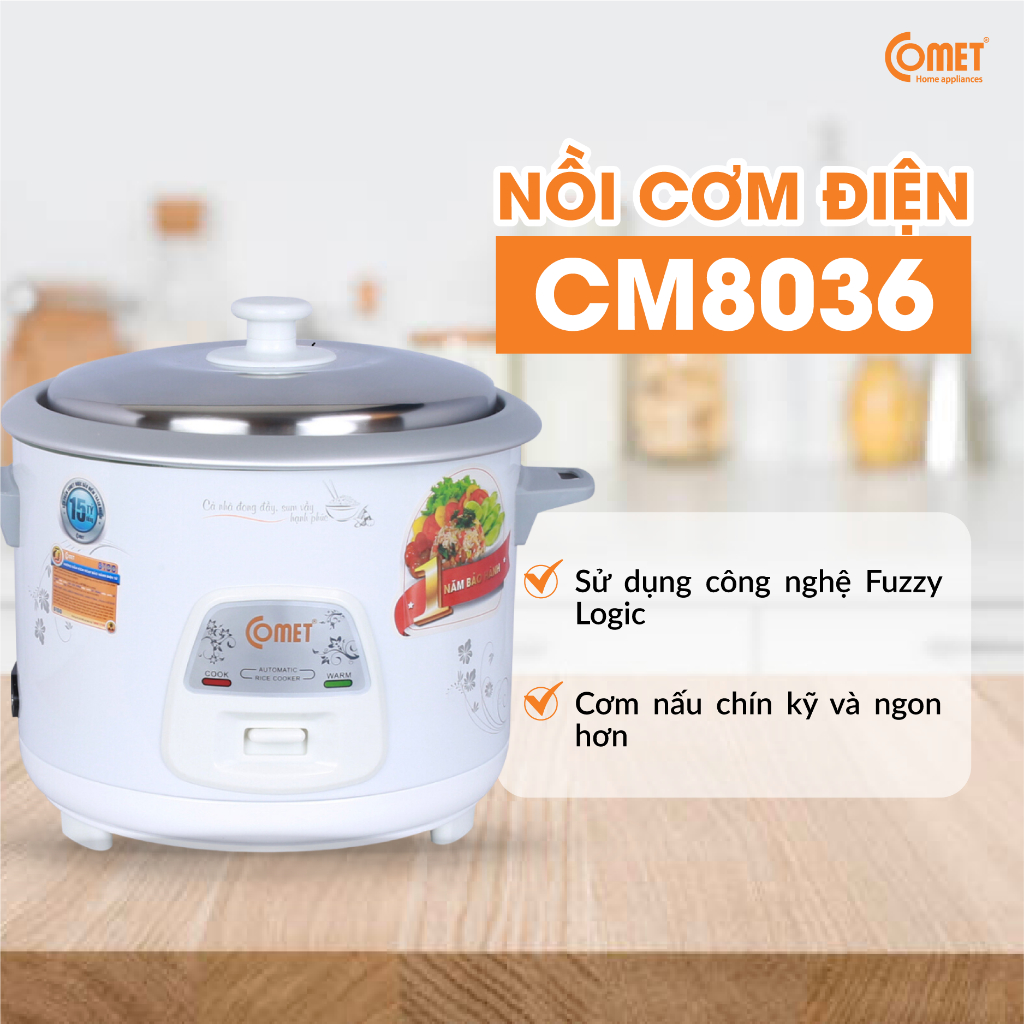 Nồi cơm điện Comet CM8036 nắp rời 1.8L