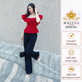 Quần Tây Công Sở Ống Loe Lưng Cao Molina Hack Dáng Sang Chảnh, Chất Linen Bố Đứng Dáng Chuẩn Form