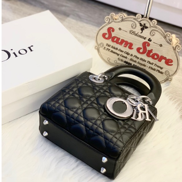 Túi dáng hộp da lì tag bạc size 18cm fullbox