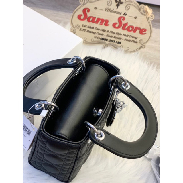 Túi dáng hộp da lì tag bạc size 18cm fullbox