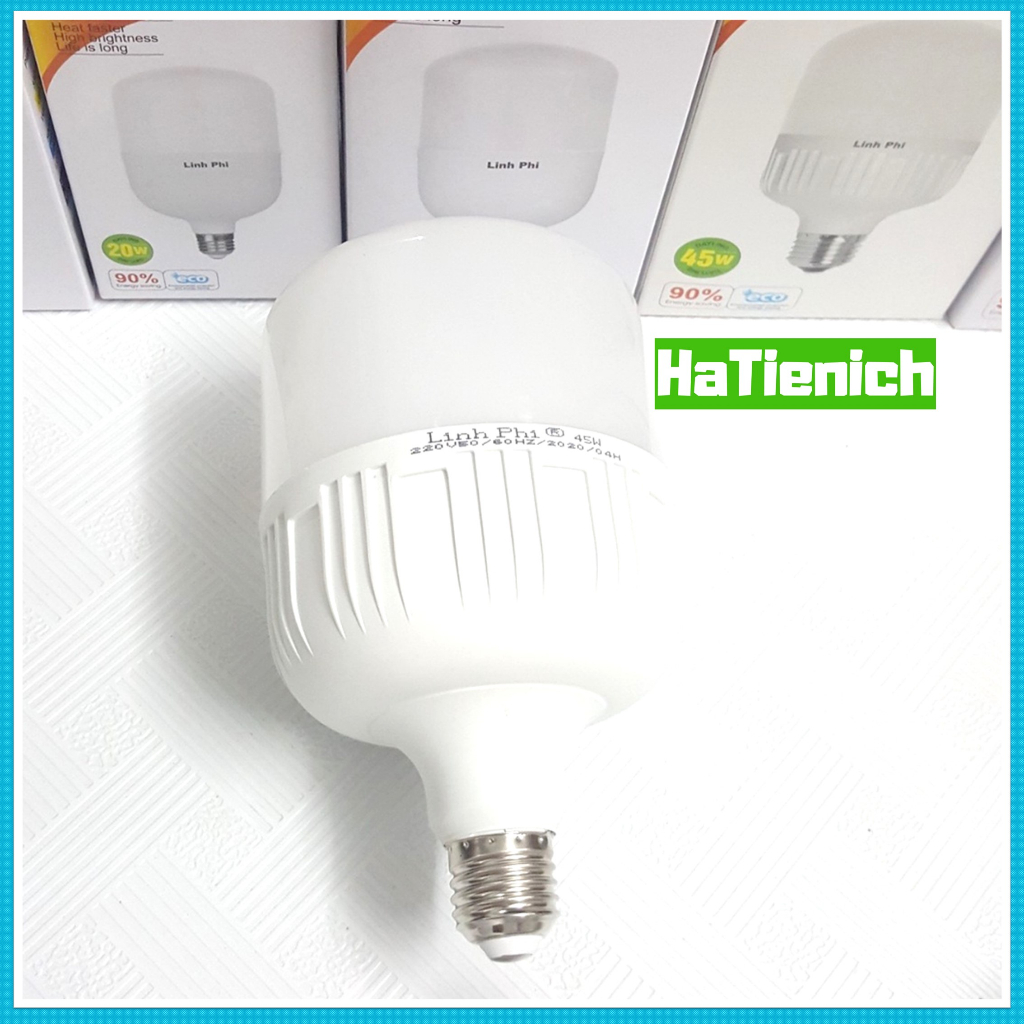 Bóng đèn Linh Phi Plus 5w-65w 50w 40w 30w 20w 10w 5w siêu sáng tiết kiệm điện, LED BULB trụ LINH PHI chống nước BẢO HÀNH