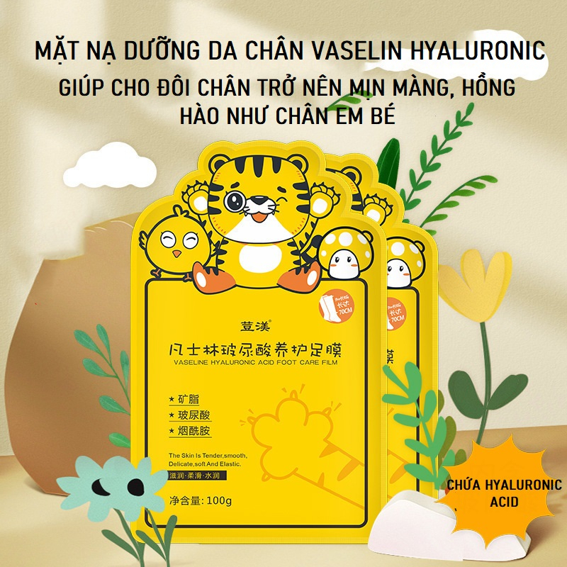 Mặt Nạ Dưỡng Da Chân Hổ Vằn Cute Vaseline Hyaluronic Acid Giúp Làm Mềm