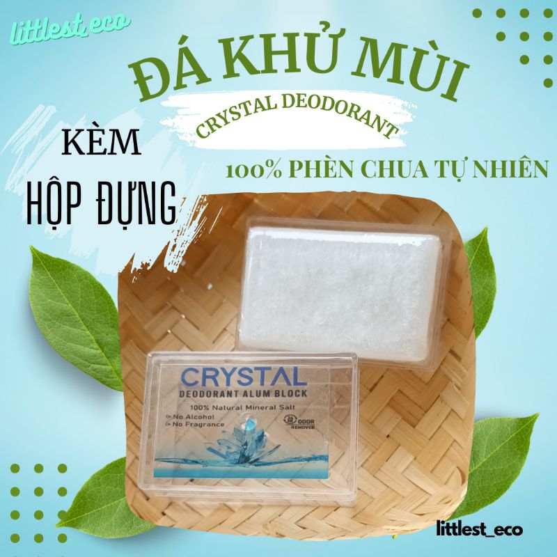 Đá Lăn Nách Khử Mùi,KÈM HỘP ĐỰNG,Đá muối Khoáng 100% PHÈN CHUA Thiên Nhiên Khử Mùi Cơ Thể Hôi Nách thân thiện môitrường