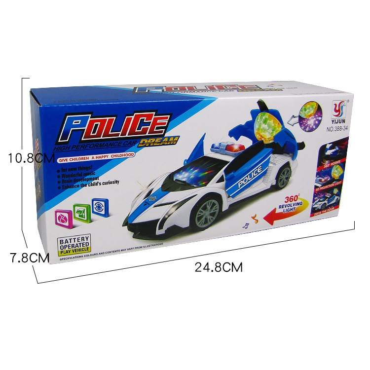 Đồ chơi xe ô tô cảnh sát biến hình cho bé trai bé gái, xoay 360, có đèn, có nhạc loại xịn, quà tặng sinh nhật cho bé