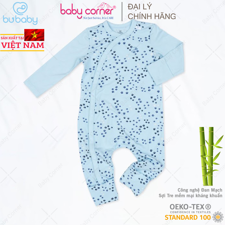 Body Cài Chéo Dài Tay BU Baby Bambus Puppie Kèm Bao Tay Chân Cho Bé 0 - 12 Tháng