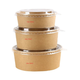 Set 10 tô giấy kraft không nắp (750ml hoặc 1000ml)