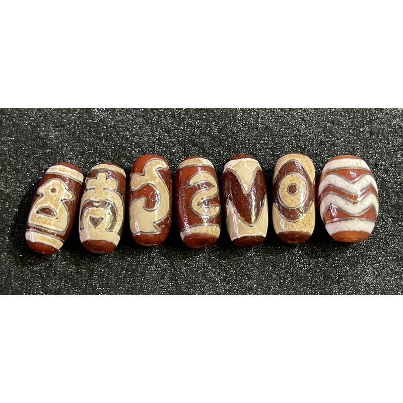 Dzi tây tạng khảm bạc size nhỏ 19,6*10mm